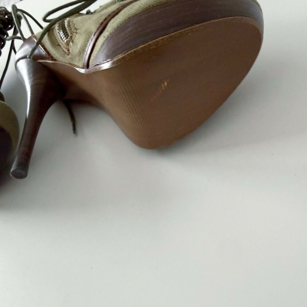 Steve Madden Army Green Stiletto High Heel Ankle Boots Lace Up Combat Military 6 - Picture 14 of 16